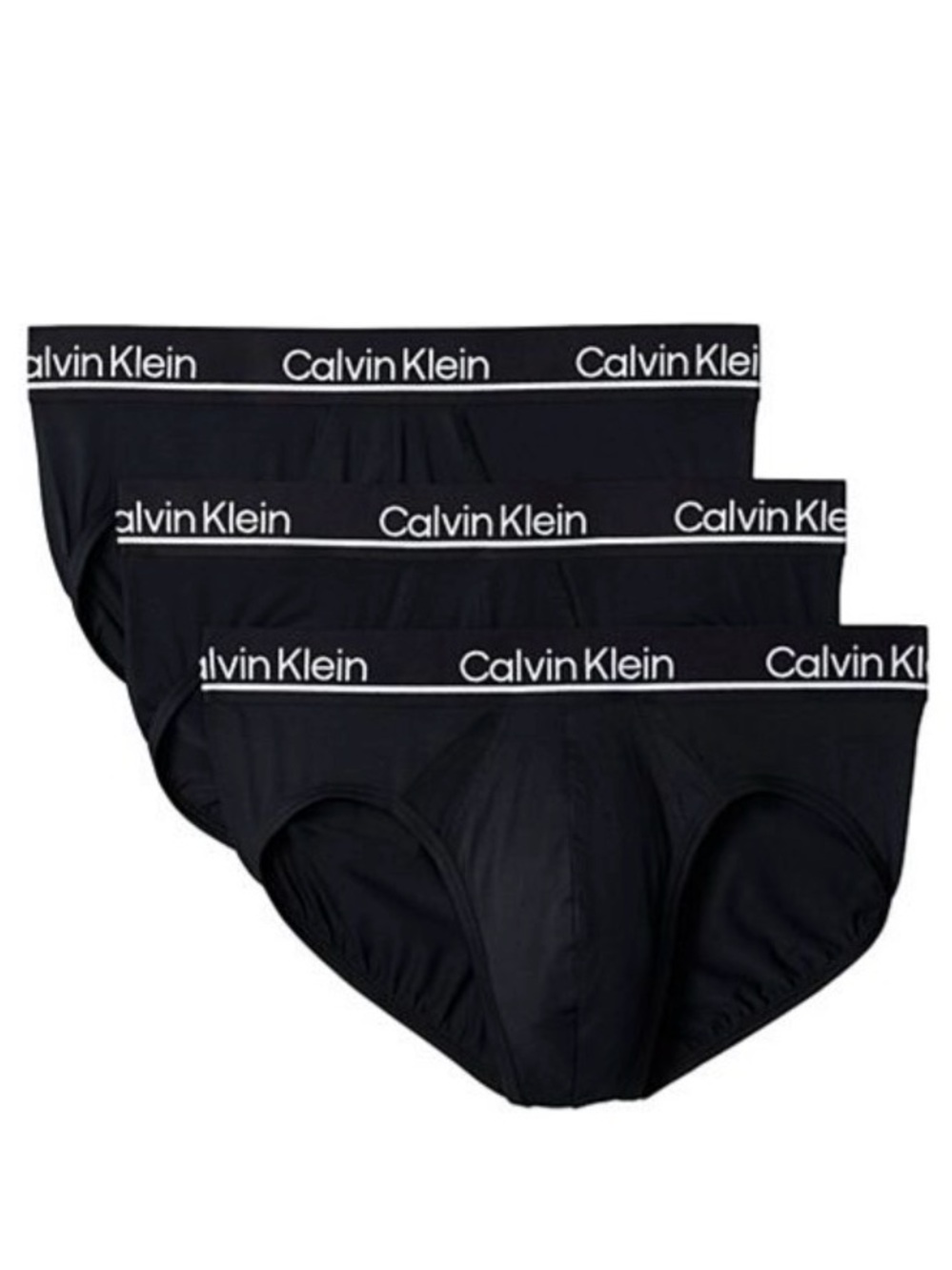 NEW Men’s Calvin Klein Black Hip Briefs with White Logo Waistband - 3 pack Sz M